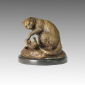 Animal Estátua Mãe-Filho Gatos Bronze Escultura Tpal-085